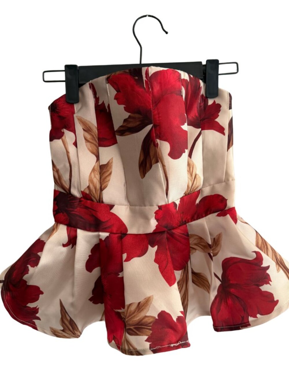 Floral peplum strapless top